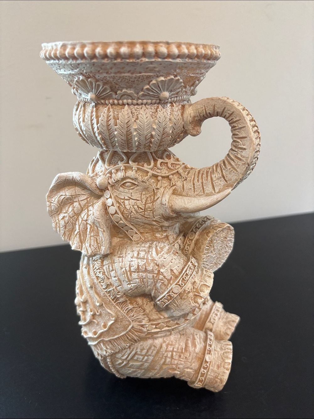 Elephant Candle Holder Faux Stone